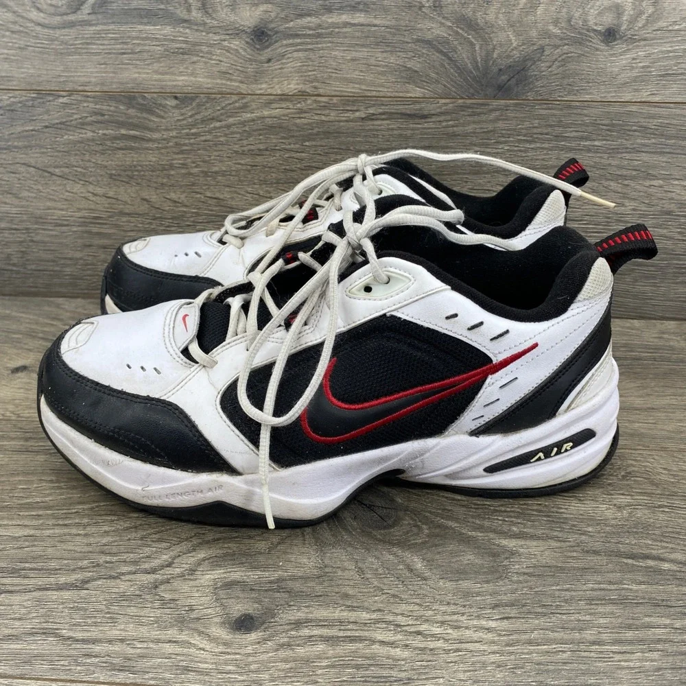Nike Air Monarch IV Training Shoes Mens 9 White Black Red Chunky 416355-101